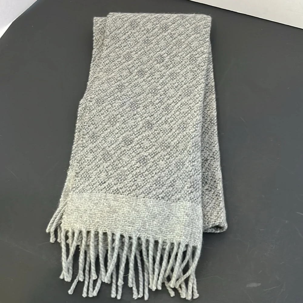 Vintage Gray Fringed Cashmere Scarf by Royal - NWT